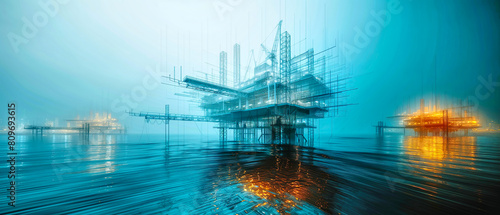 Banner wireframe overlay on perspective oil rig, have copy for idea