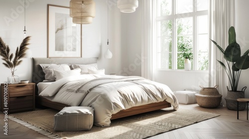 Modern bedroom featuring Scandinavian interior design.