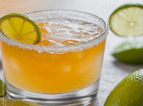 Margarita cocktail made with tequila lime juice and orange liqueur