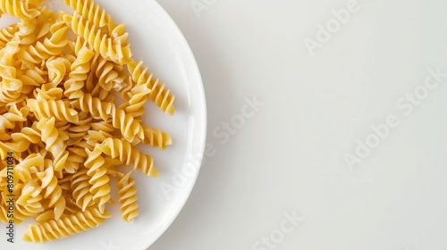 Spinning plate of pasta with a blank backdrop for text overlay