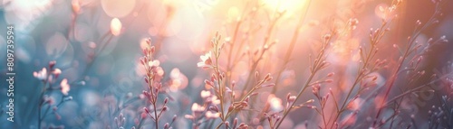 The sun rises over a field of flowers