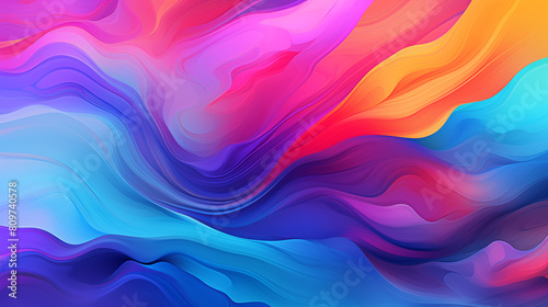 Multi-colored liquid ink paint abstract background banner. Waves of colorful smoke poster. Bright colorful wallpaper. Digital raster bitmap. Photo style. AI artwork. 