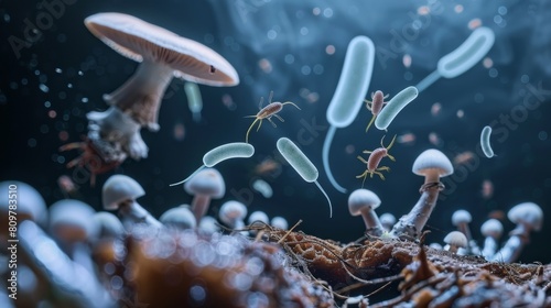 Microscopic World: Bacteria Interacting with Fungi in a Biome