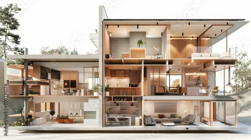 Passive House Cross-Section Showcasing Energy-Efficient Design and Occupant Comfort