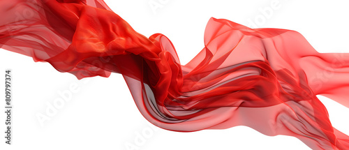 Fantasy Whirl of Light and Soft Red Fabric: Vibrant Colors Floating on White