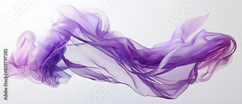 Surreal Purple Motion of Colorful Fabric Layers: Artistic Drapery Against a Pristine White Background