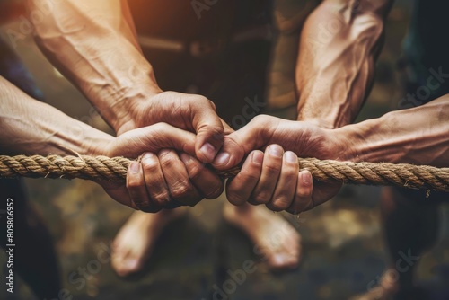 diverse hands gripping rope teamwork unity concept partnership and support symbol strength in collaboration