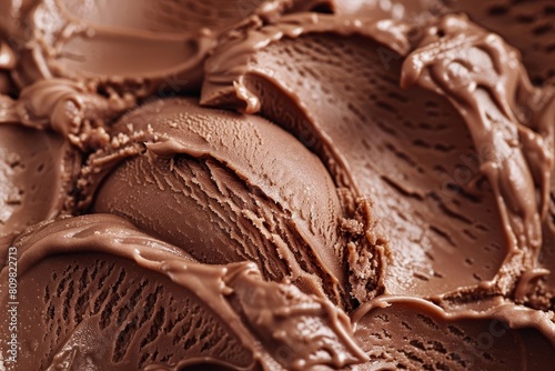 full frame background of creamy chocolate gelato texture food photography banner
