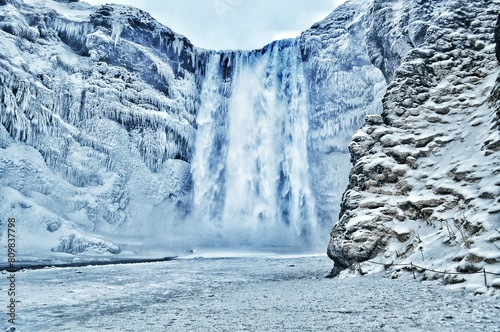 iced waterfall in iceland