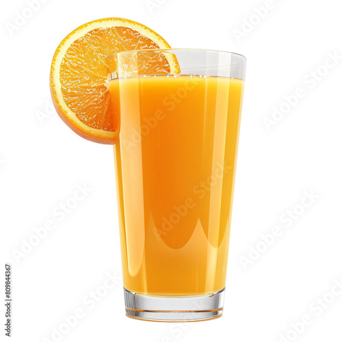 Fresh orange juice in glass.isolated on white and transparent background.