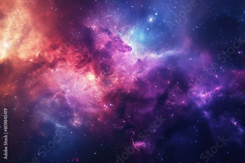 Epic view of milky way galaxy and surrounding nebulae. Illustration of a background with a majestic space theme.