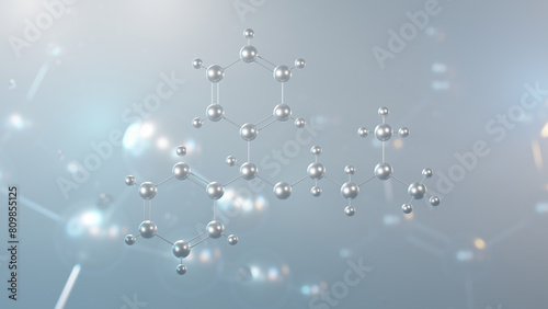 diphenhydramine molecular structure, 3d model molecule, antihistamine, structural chemical formula view from a microscope