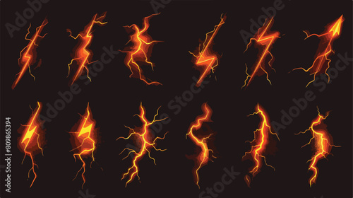 Power lightning. Striking electricity thunder bolt re