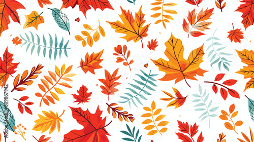 Natural seamless pattern with autumn fallen leaves of