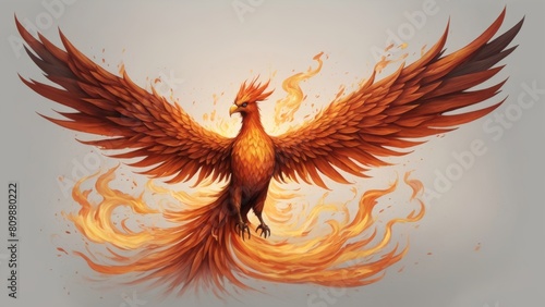Eternal Flame Illustrate a mesmerizing scene of a phoenix