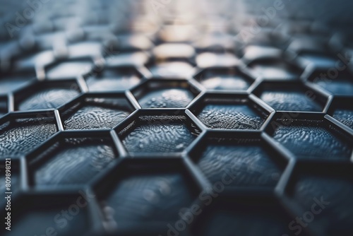 Cool blue hexagonal honeycomb pattern with a soft light reflection