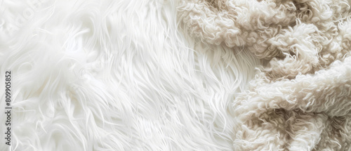 White Fluffy fur wool texture. Generative AI.