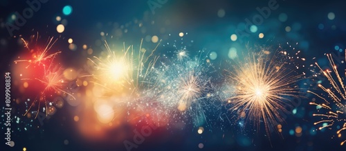 Blurred motion captures the vibrant sparkle of burning sparklers illuminating the festivities of Christmas New Year and Independence Day celebrations in this captivating copy space image