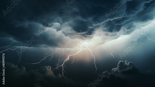 Captivating View of Lightning Bolts Illuminating a Stormy Sky