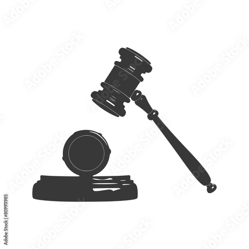 Silhouette gavel the hammer of justice black color only