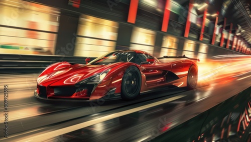 Highlight the adrenaline-pumping speed of the hypercar as it blurs past, a testament to cutting-edge automotive engineering.