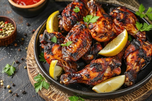 Spice Up Your Appetite with Jamaican Jerk Chicken Wings - Top View Photo of Tasty and Grilled