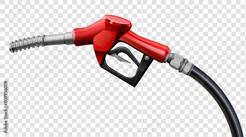 Artistic vector design of a fueling nozzle for gasoline, diesel, or gas, shown on a transparent background, exemplifying a fuel pump template