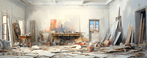 Creative Chaos in Artist's Studio Space