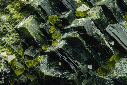 Green Epidote Crystals - Stunning Silicate Mineral Formation Found in Nature for Science