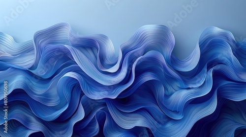 Painting of Blue Waves on a Wall