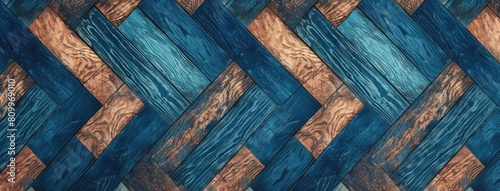 Blue and Brown Herringbone Wood Texture Background