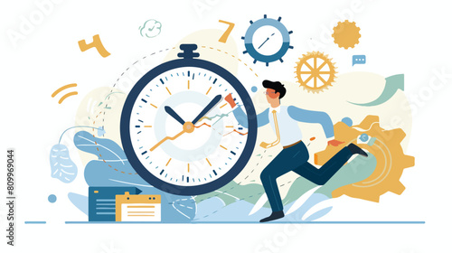 Time management and productivity concept. Businessman