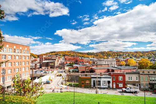 View from the hill of the old American town of Cumberland in Maryland.