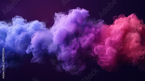  A collection of distinctly colored smoke orbs hover against a gradient backdrop of purple and pink, contrasted by a black base