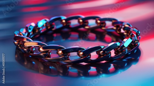 Close up of a chain bracelet on a table, perfect for jewelry design projects