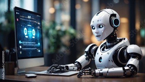 Chatbot conversation assistant ,Bot using online customer service with chat bot to get support, Artificial intelligence and software technology, customer support center, CONTACT Us