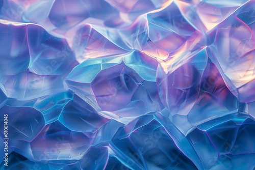 Abstract background of blue and purple crystal glass, macro photo