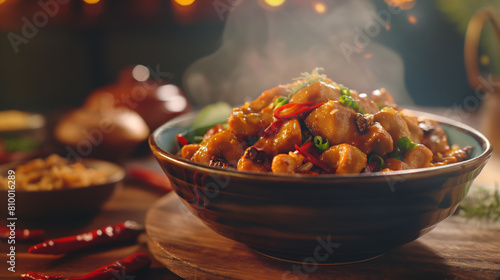 Kung Pao chicken (gongbaojiding,宫保鸡丁) It is one of the distinctive Chinese dishes of Sichuan cuisine. It consists of condiments such as intelligent control chicken, chili peppers, shallots, etc.