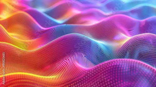 Abstract colorful gradient wave 3d rendering, chromatic dispersion and thin film spectral effect