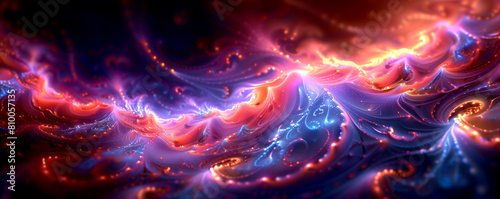 A colorful, swirling galaxy with a blue and red swirl