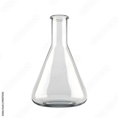 Empty Erlenmeyer chemical flask isolated on transparent background Generative Ai.