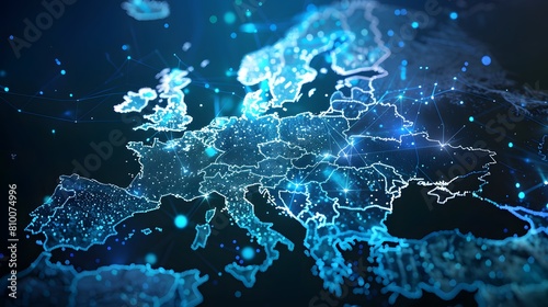 Light image depicting European mobile network wires gracefully enveloping a illustrating seamless connectivity and the network's expansive reach