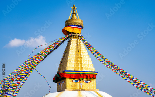 Golden pagoda Buddhist Stupa in kathmandu, Nepal. 