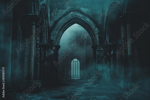 A gothic novel cover featuring a haunted archway