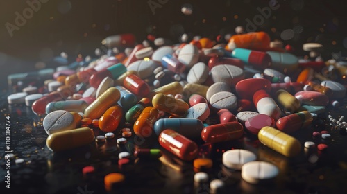 Many different pills hyper realistic 