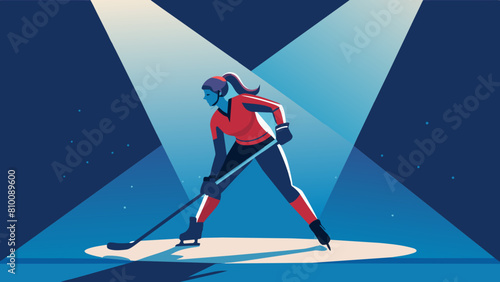 Dynamic Female Hockey Player in Action on Ice Rink Illustration