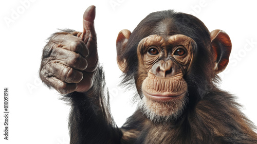  A monkey giving a thumbs up isolated on white background, png transparent