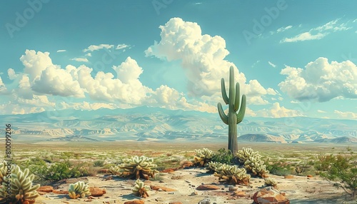 Embrace the solitude of a terraformed landscape, where a lone cactus stands as a testament to the resilience of life