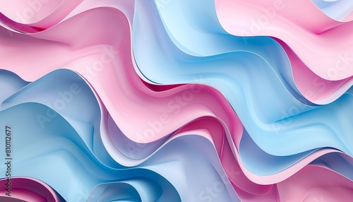 Abstract background with pink and blue shapes, curved paper for decoration