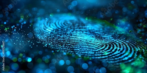Biometric fingerprint scan for secure online business data access and transactions. Concept Biometric Security, Fingerprint Scan, Online Business, Data Access, Secure Transactions